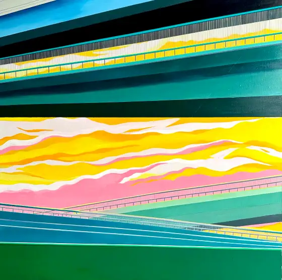 夕阳，布面丙烯，2022，馮蕤作品