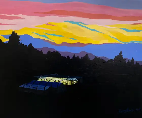 夜幕来临，木板丙烯，2021，馮蕤作品