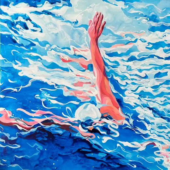 水中人-雲，布面丙烯，2023，馮蕤作品