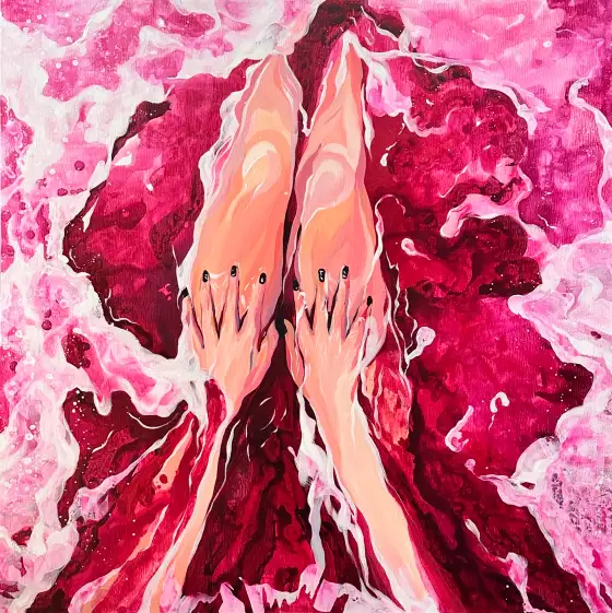 水中人-玫，布面丙烯，2023，馮蕤作品