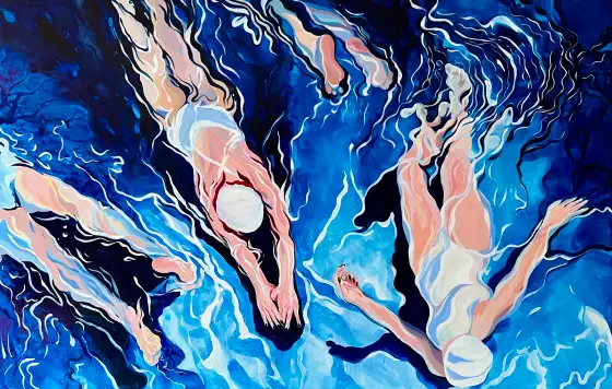 水中人1，布面丙烯，2022，馮蕤作品
