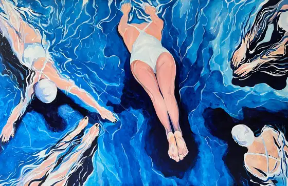 水中人2，布面丙烯，2022，馮蕤作品