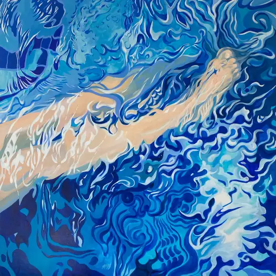 水中人6，布面丙烯，2021，馮蕤作品
