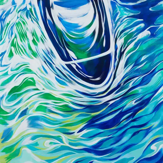 水中船3，布面丙烯，2023，馮蕤作品