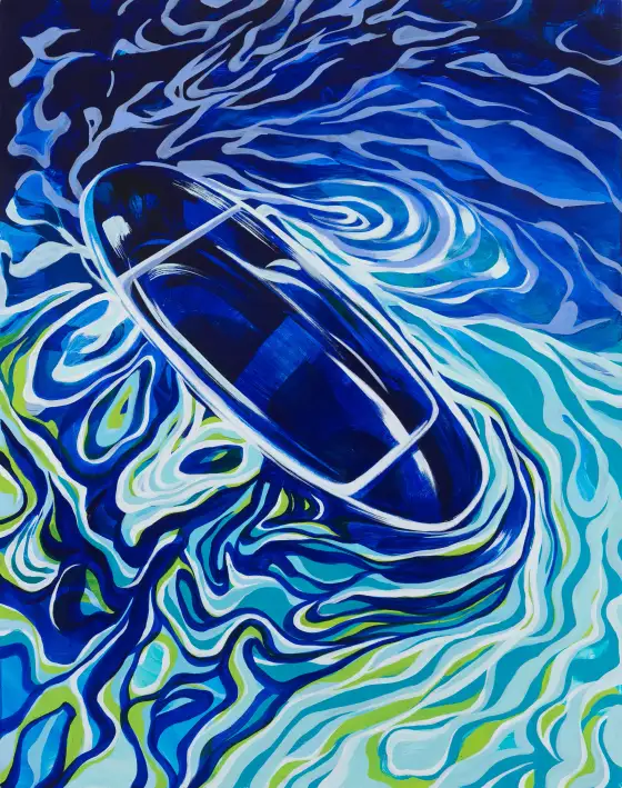 水中船4，布面丙烯，2023，馮蕤作品