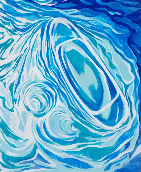 水中船5，布面丙烯，2023，馮蕤作品