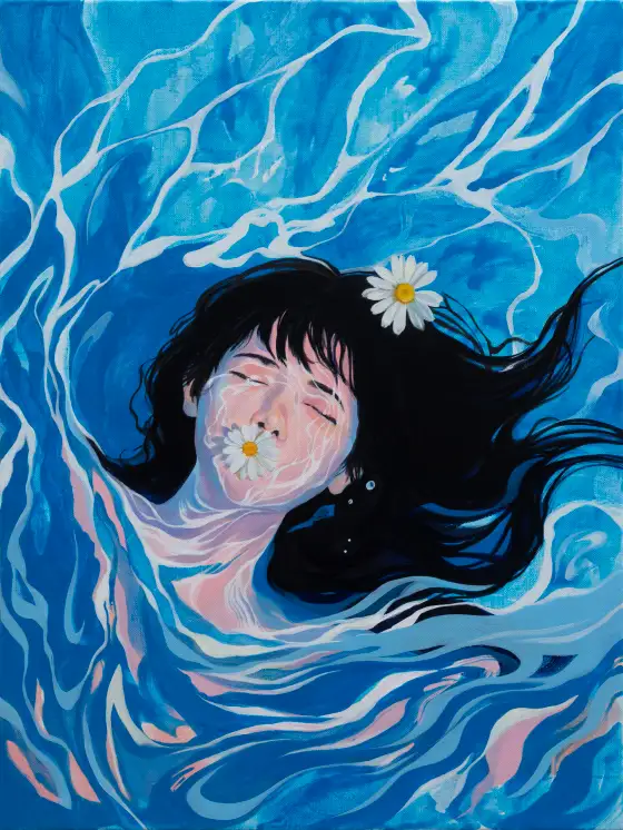 水蚀之花，布面油畫，2026，馮蕤作品