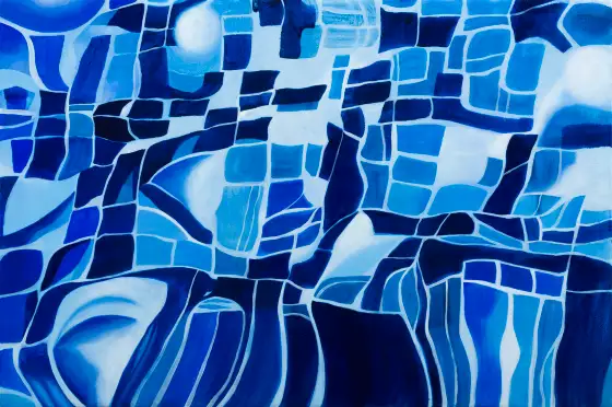 熵藍1，木板油畫，2025，馮蕤作品