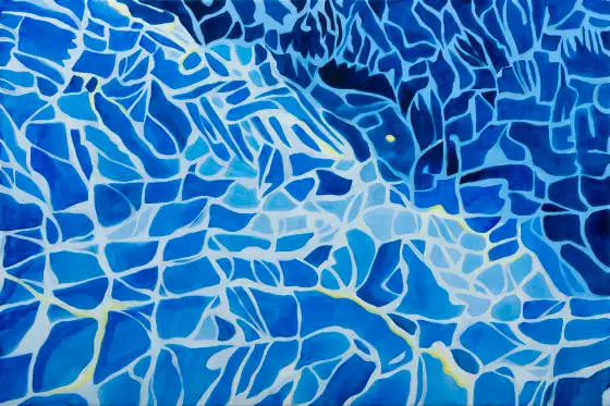 熵藍2，木板油畫，2025，馮蕤作品