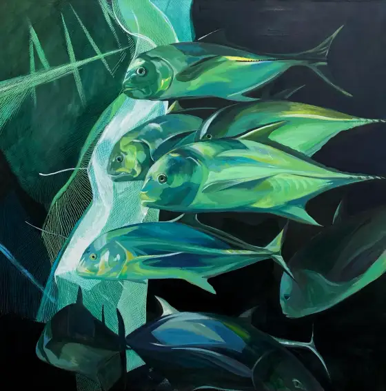 綠网，布面丙烯，2021，馮蕤作品