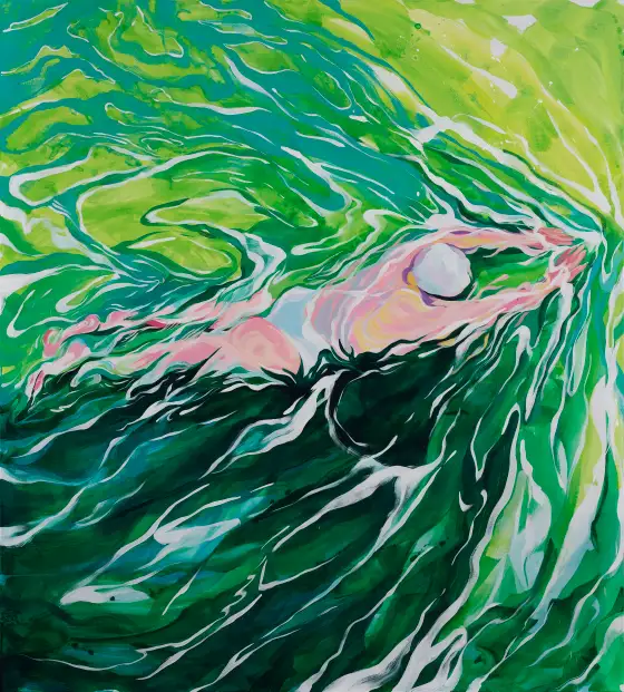 綠舟，布面丙烯，2023，馮蕤作品